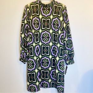 NWT Shift dress, Donna Morgan. Green, purple, black, white. Sz 12